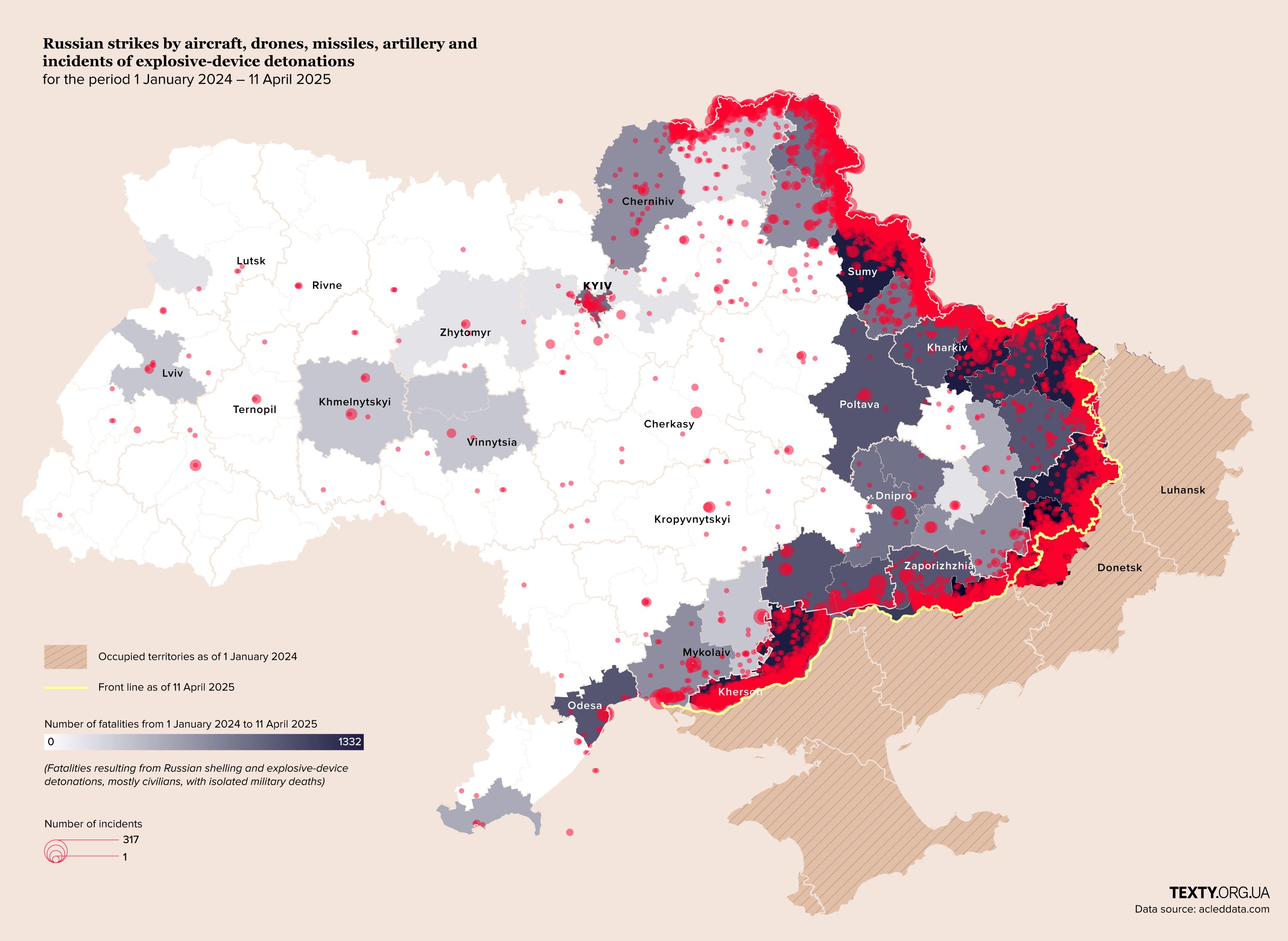 Infographic prepared based on data from the international initiative ACLED (Armed Conflict Location & Event Data)