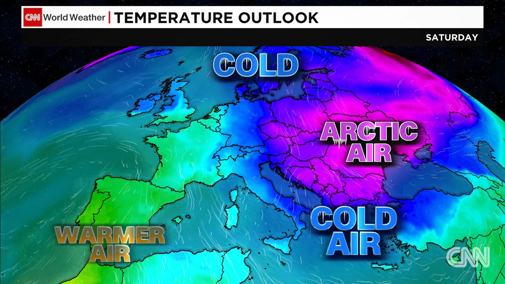 Так відбуватиметься рух арктичного повітря – акурат накриває Україну: скріншот відео CNN