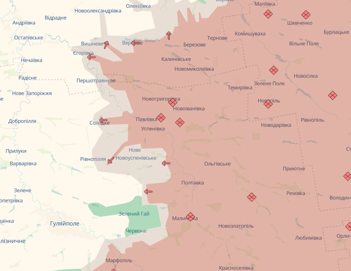 Ситуація на Запорізькому напрямку станом на 11 листопада. Карта: DeepState