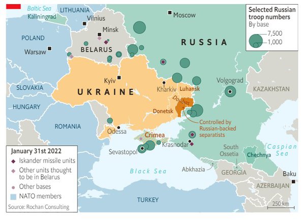 Наскільки, в історичній перспективі, велике нарощування військ РФ біля України – The Economist