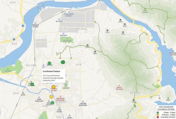 Онлайнова карта місцезнаходжень людей, у яких був виявлений коронавірус
