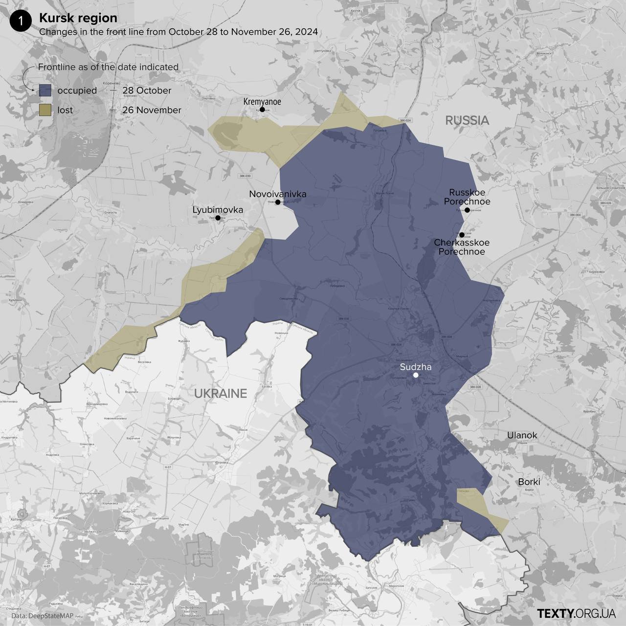 Battle map of the Kursk region in November 2024