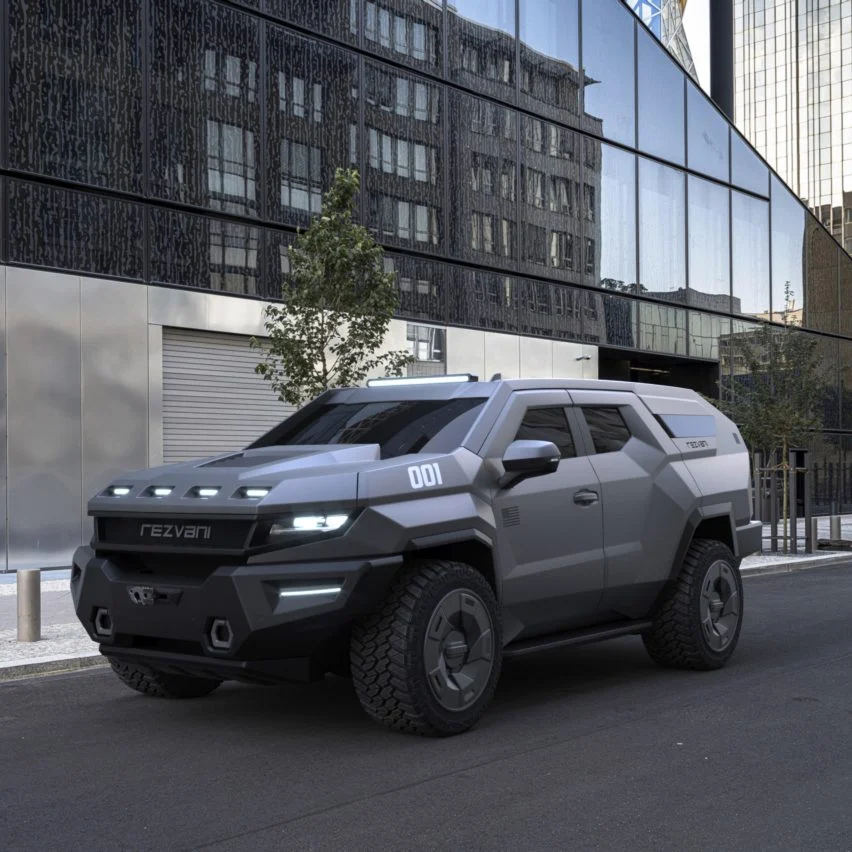 Rezvani Vengeance від Rezvani Motors. Автомобіль оснащений численними функціями безпеки, які частіше зустрічаються у відеоіграх або на військовій техніці. Серед них – електрифіковані дверні ручки, бокові дзеркала, що випускають перцевий спрей, куленепробивне скло та захист від електромагнітних імпульсів.